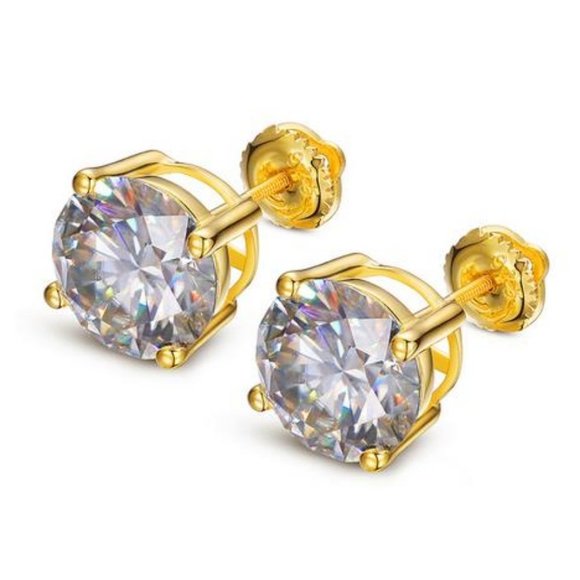 Certified 6ct. t.w. Moissanite Diamond Round Stud Earrings NEW - Picture 1 of 11